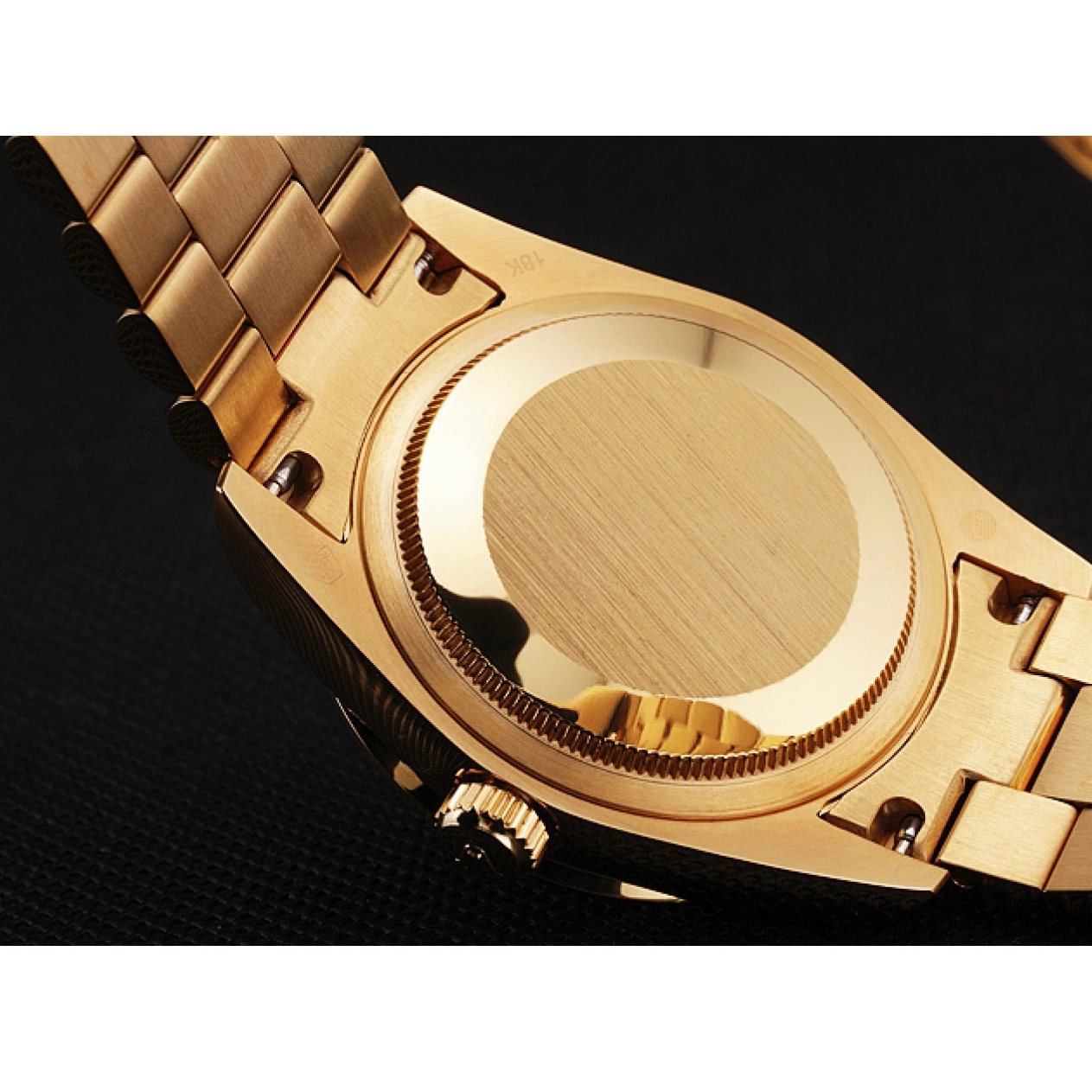 Aaa replica watch Gold Swiss Rolex Day Pave Yellow Date Diamond 0825